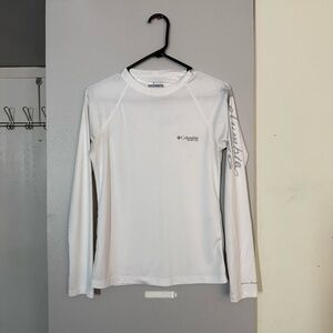 Columbia PFG White Long Sleeve Crewneck UPF Fishing Shirt